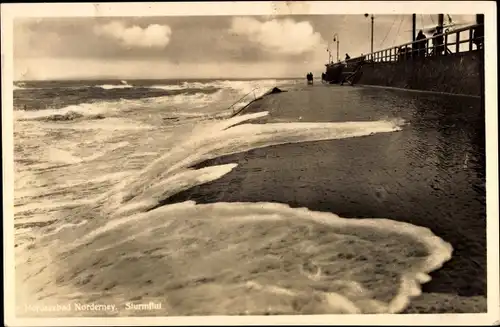 Ak Nordseebad Norderney Ostfriesland, Sturmflut