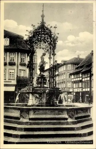 Ak Göttingen in Niedersachsen, Gänseliesel-Brunnen