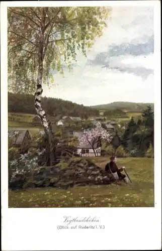 Ak Ruderitz Burgstein Weischlitz im Vogtland, Panorama