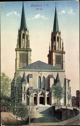 Ak Oelsnitz Vogtland, Kirche