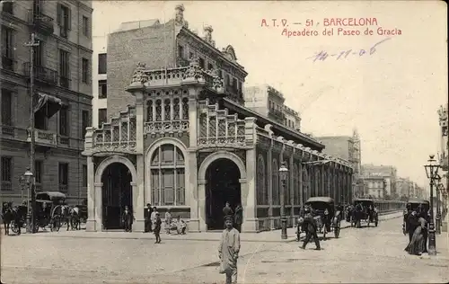 Ak Barcelona Katalonien Spanien, Apeadero del Paseo de Gracia