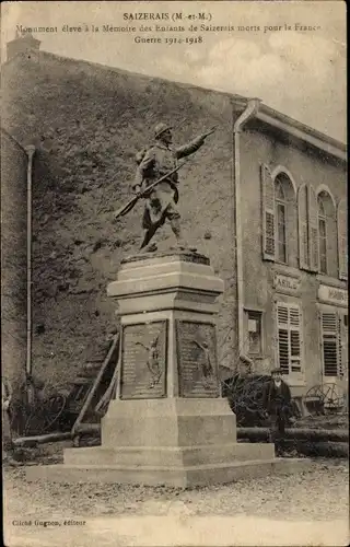 Ak Saizerais Meurthe et Moselle, Monument eleve a la Memoire des Enfants morts pour le France, 1. WK