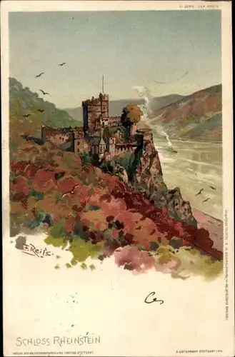 Künstler Litho Reiss, Trechtingshausen Bingen am Rhein, Schloss Rheinstein