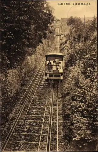 Ak Bad Ems an der Lahn, Malbergbahn, Standseilbahn