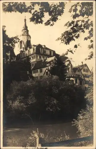 Foto Ak Tübingen am Neckar, Häuser, Kirchturm