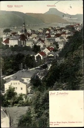 Ak Bad Schandau Sächsische Schweiz, Totalansicht, Lilienstein