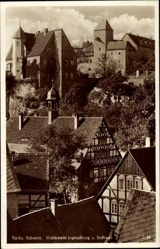Ak Hohnstein Sächsische Schweiz, Jugendburg, Rathaus