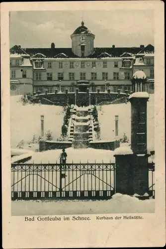 Ak Bad Gottleuba in Sachsen, Kurhaus der Heilstätte, Schnee