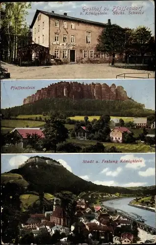 Ak Koblenz in Rheinland Pfalz, Gasthof zu Pfaffendorf, Pfaffenstein, Festung Königstein