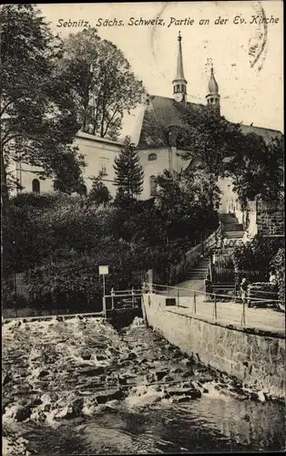 Ak Sebnitz Sächsische Schweiz, Evangelische Kirche