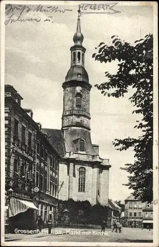 Ak Großenhain in Sachsen, Kirche, Markt