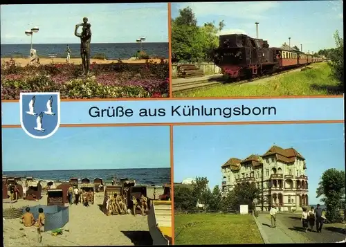 Ak Ostseebad Kühlungsborn, Schmalspurbahn Molli, FDGB Erholungsheim Schloss am Meer