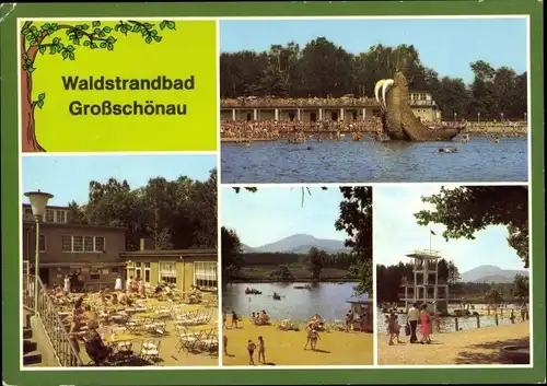 Ak Großschönau, Waldstrandbad, Badegäste, Sprungturm, Walross