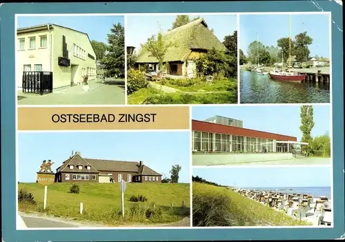 Ak Ostseebad Zingst, FDGB Urlauberrestaurant Nordlicht, Hafen, Kurhaus, Strand