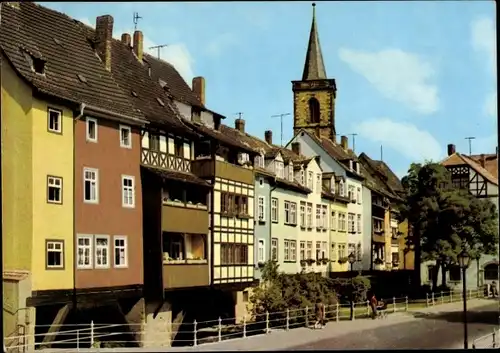 Ak Erfurt in Thüringen, Krämerbrücke, Brückenhäuser