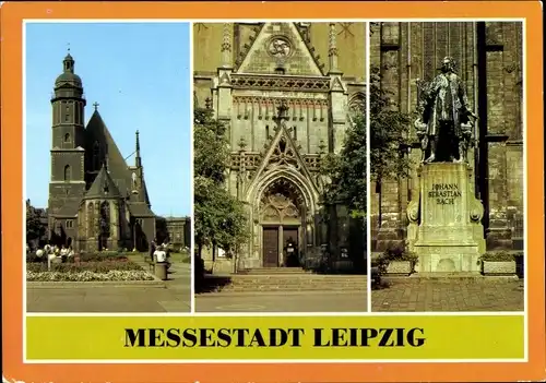 Ak Leipzig in Sachsen, Thomaskirche, Bach-Denkmal