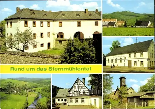 Ak Erdmannsdorf Augustusburg im Erzgebirge, Sternmühlental, Gasthof Goldener Hahn, Adelsbergturm