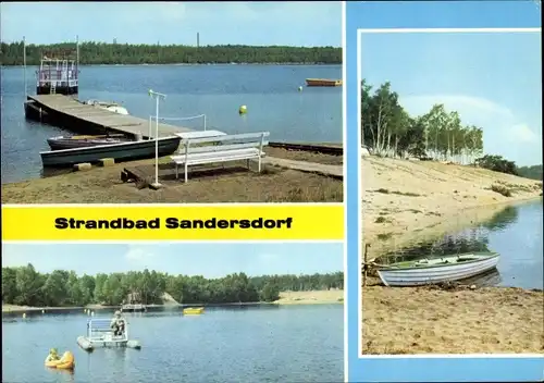 Ak Sandersdorf Brehna im Kreis Anhalt Bitterfeld, Strandbad, Boot, Steg