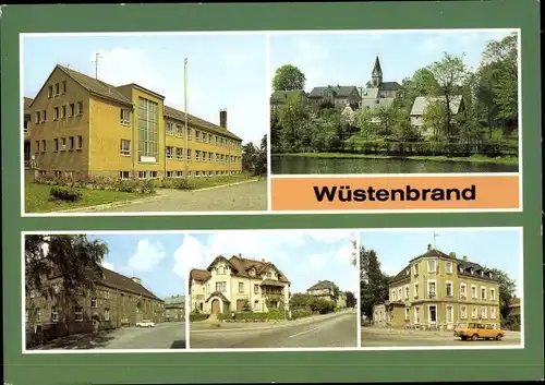 Ak Wüstenbrand Hohenstein Ernstthal Landkreis Zwickau, Diesterweg Oberschule, Jahnhalle, Gaststätte