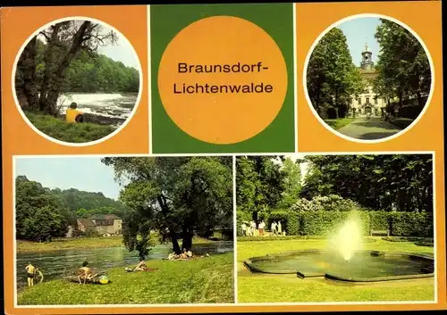 Ak Braunsdorf Lichtenwalde Niederwiesa Sachsen, Zschopaupartie, Schloss, Parkpartie