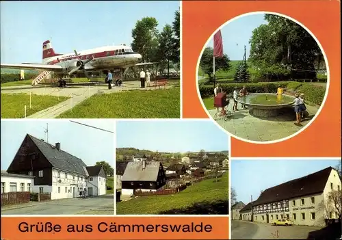 Ak Cämmerswalde Neuhausen im Erzgebirge, Schauflugzeug IL 18, Parkanlage, Gaststätte