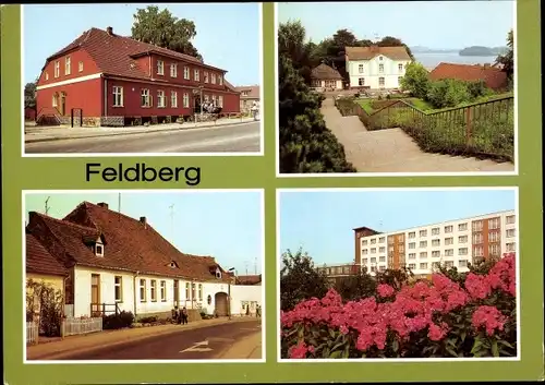 Ak Feldberg in Mecklenburg, Rathaus, FDGB-Erholungsheim Freundschaft, Apotheke Fürstenberger Straße