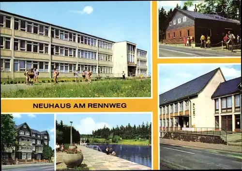 Ak Neuhaus am Rennweg Thüringen, POS Friedrich Engels, Erholungsheim Ernst Thälmann, Leunawerke