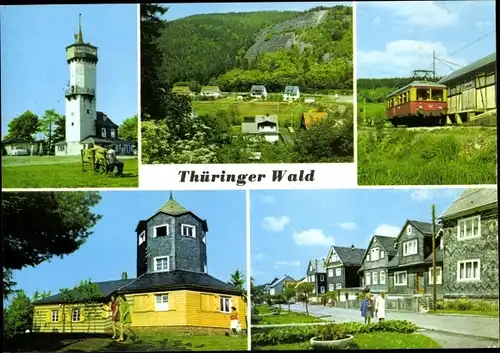 Ak Oberweißbach im Weißbachtal Thüringen, Fröbelturm, Teilansicht, Bergbahn-Flachstrecke