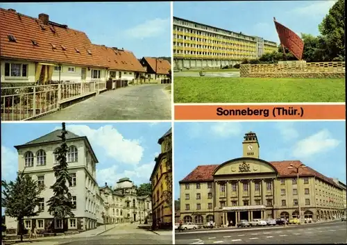 Ak Sonneberg in Thüringen, Siedlung Wehd, Spielzeugmuseum, Rathaus, Denkmal