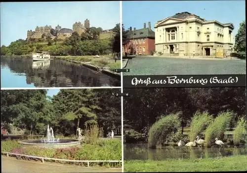 Ak Bernburg an der Saale, Schloss, Carl Maria von Weber Theater, Tiergarten
