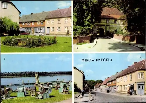 Ak Mirow in Mecklenburg, Johannes-R.-Becher-Platz, Freibad, Ernst-Thälmann-Straße