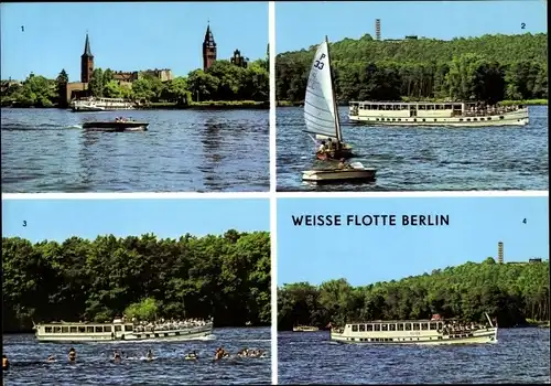 Ak Berlin Köpenick, Weiße Flotte Berlin, Köpenicker Becken, Salonschiff mit Müggelbergen, Langer See