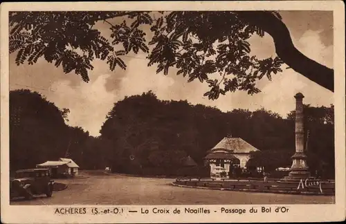 Ak Achères Yvelines, La Croix de Noailles, Passage du Bol d'Or