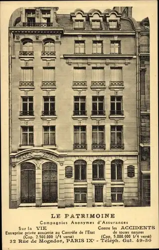 Ak Paris IX., Heritage, Anonyme Versicherungsgesellschaft, Rue de Mogador