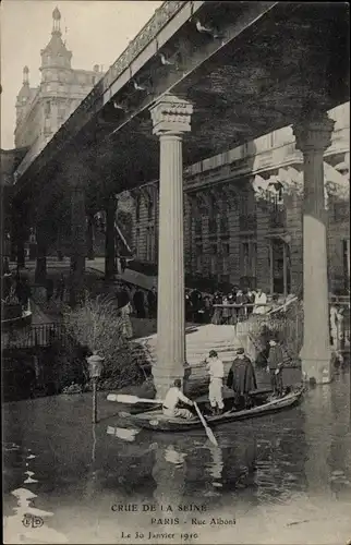 Ak Paris XVI Passy, Rue Alboni, Die große Seineflut Januar 1910
