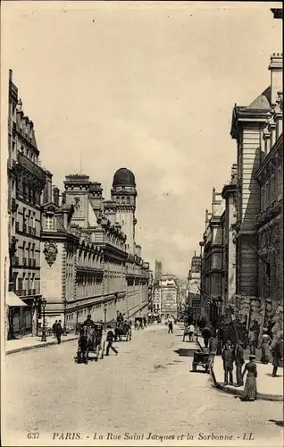 Ak Paris-V, Rue Saint-Jacques und Sorbonne