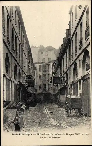 Ak Paris VI, Rue de Rennes, Innenraum des Cour du Dragon