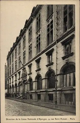 Ak Paris VI, Rue Saint-Romain, Leitung der Caisse Nationale d'Epargne