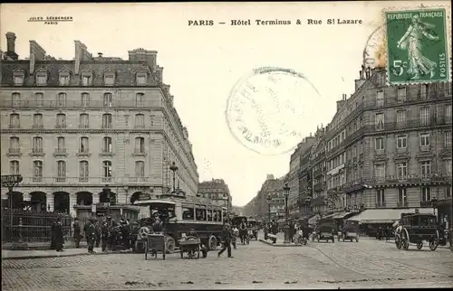 Ak Paris VIII., Hotel Terminus, Rue Saint-Lazare