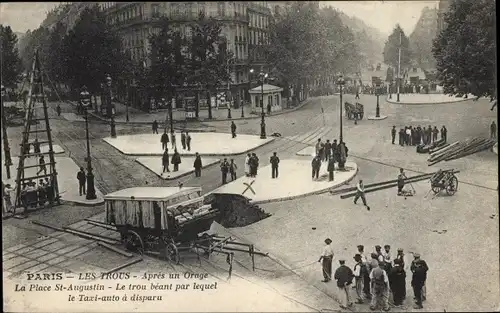 Ak Paris VIII., Die Löcher, Nach einem Sturm, Place Saint-Augustin