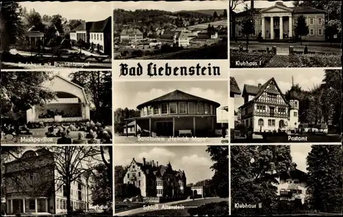 Ak Bad Liebenstein im Thüringer Wald, Badehaus, Klubhaus I, Musikpavillon, Sanatorium Heinrich Mann