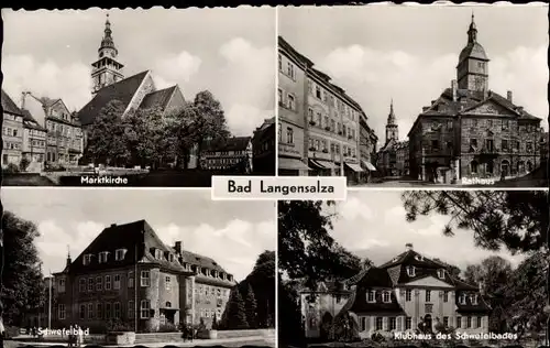 Ak Bad Langensalza in Thüringen, Marktkirche, Rathaus, Kurhaus des Schwefelbades