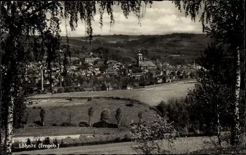 Ak Lößnitz im Erzgebirge, Durchblick zum Ort