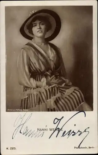 Ak Schauspielerin Hanni Weisse, Portrait, Autogramm