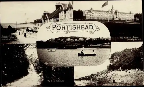 Ak Portishead Somerset England, Strand, Seefahrtsschule