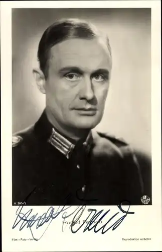 Ak Schauspieler Rudolf Fernau, Portrait, Uniform, Autogramm