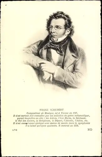 Ak Österr. Komponist Franz Schubert, Portrait