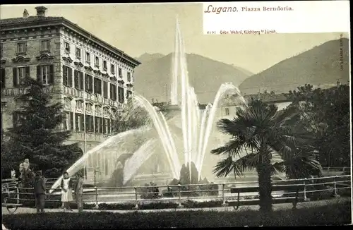 Ak Lugano Kanton Tessin Schweiz, Piazza Berndoria