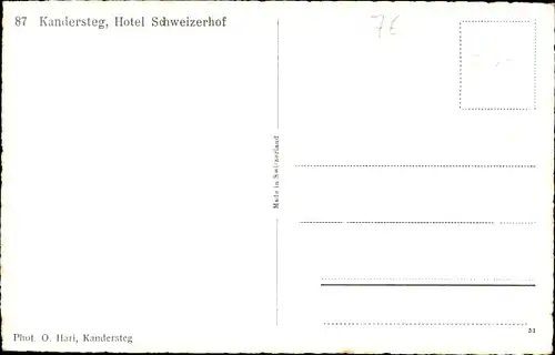 Ak Kandersteg Kanton Bern, Hotel Schweizerhof