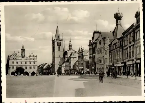 Ak Litoměřice Leitmeritz Region Aussig, Marktplatz